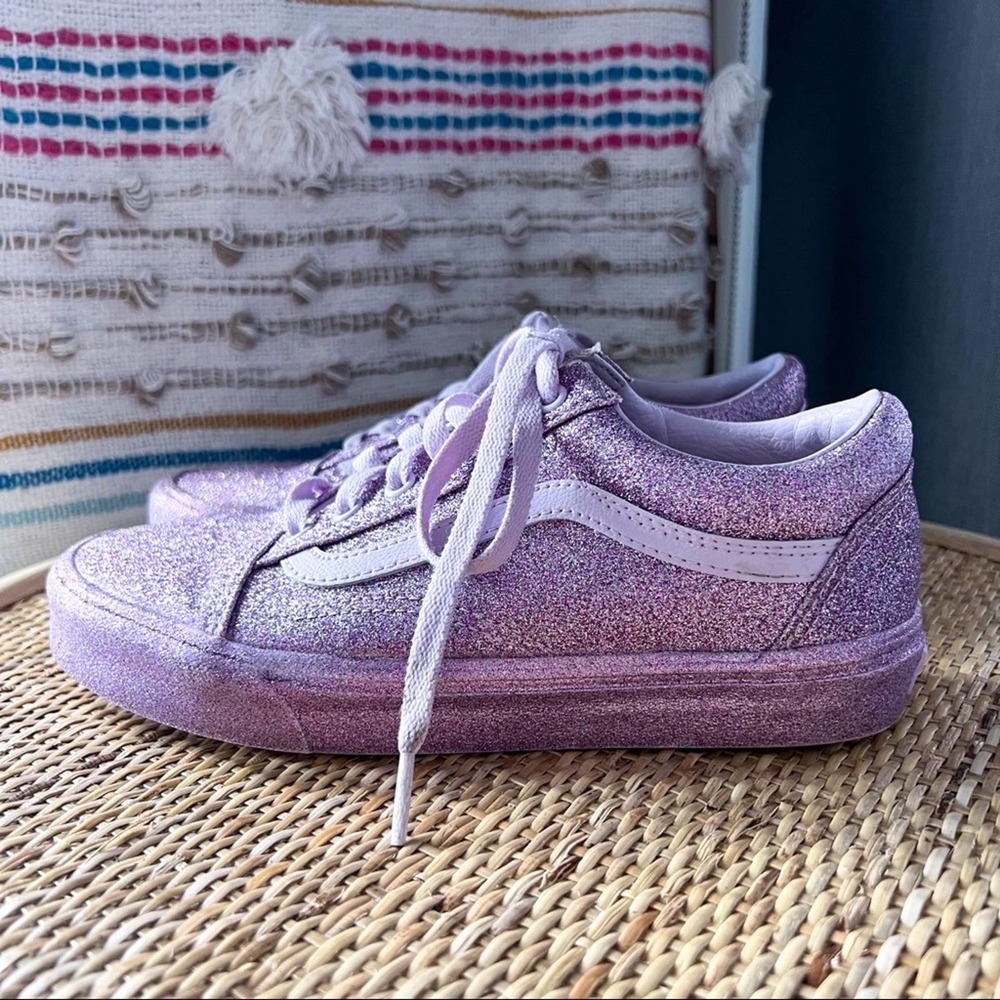 Vans Old Skool Lavender Glitter Low Top Sneakers Women’s 7 Men’s 5.5 - Picture 4 of 8
